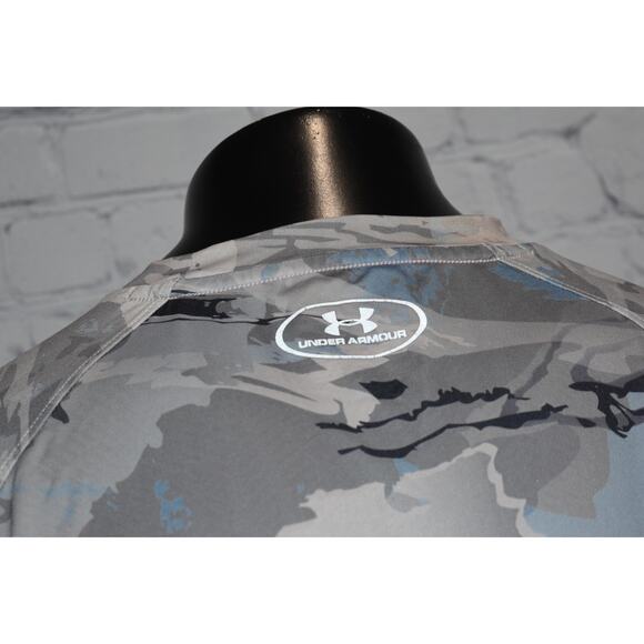 Under Armour Fishing Shirt Mens Size Gray Camo Blue Camping Hiking Polyester - Picture 4 of 8